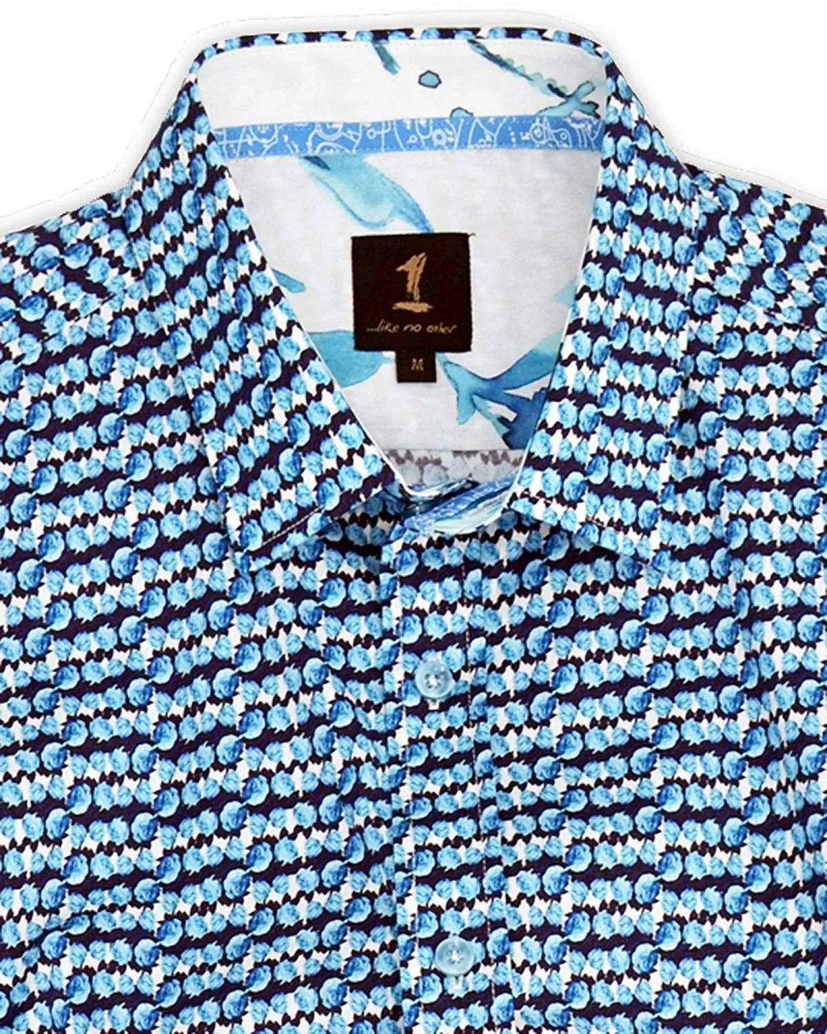 1 Like No Other Mawar Print Blue Shirt