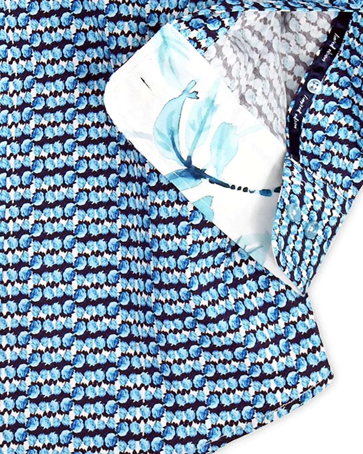 1 Like No Other Mawar Print Blue Shirt