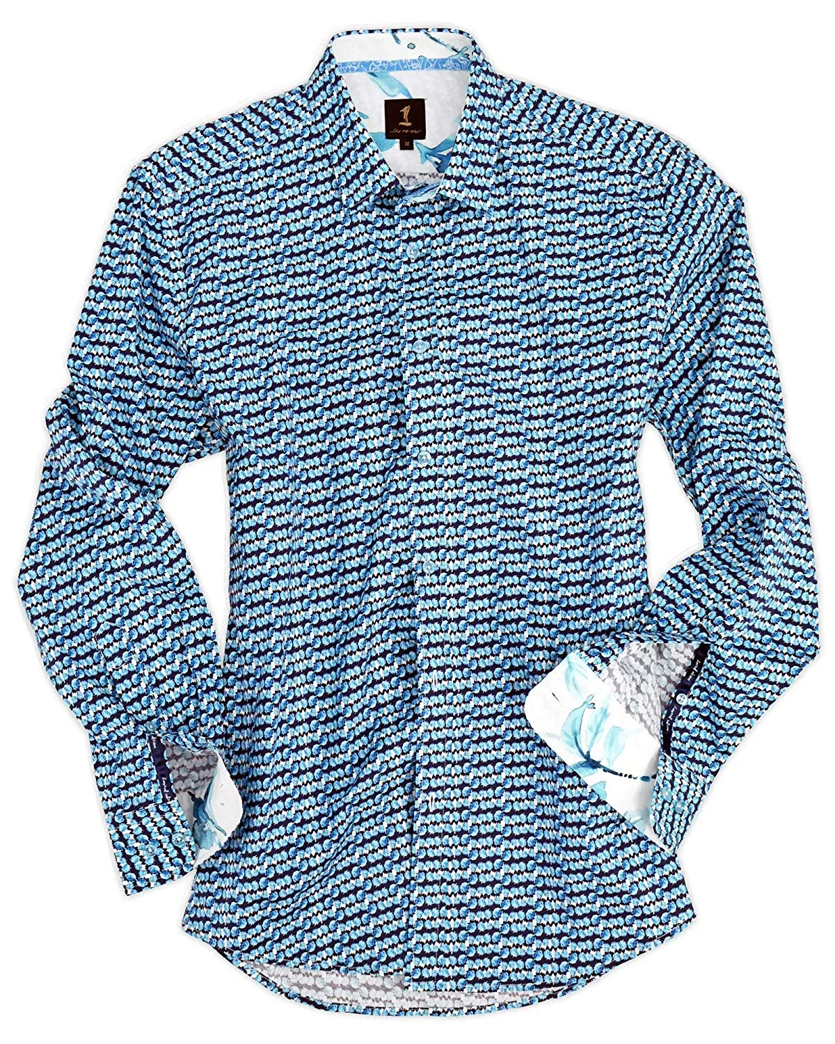 1 Like No Other Mawar Print Blue Shirt