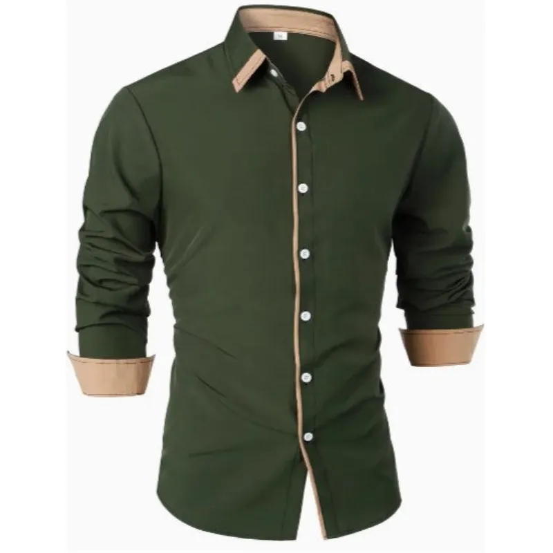 Alfred | Men's Modern Contrast Trim Button-Up Shirt | Long Sleeve