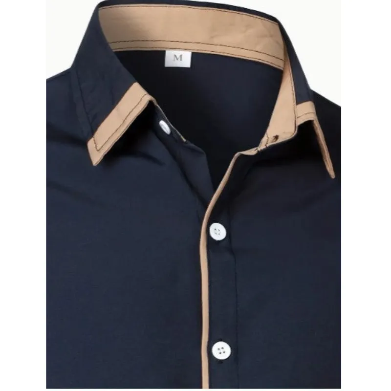 Alfred | Men's Modern Contrast Trim Button-Up Shirt | Long Sleeve