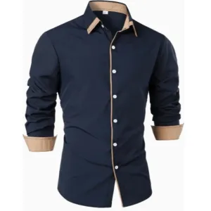 Alfred | Men's Modern Contrast Trim Button-Up Shirt | Long Sleeve