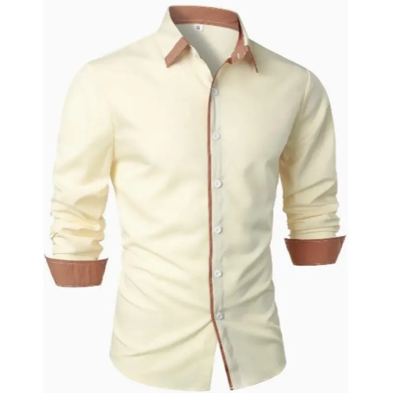 Alfred | Men's Modern Contrast Trim Button-Up Shirt | Long Sleeve