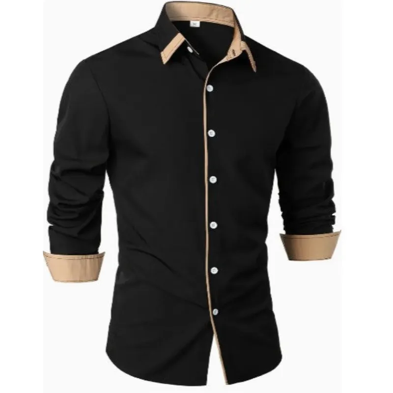 Alfred | Men's Modern Contrast Trim Button-Up Shirt | Long Sleeve