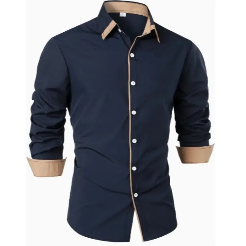 Alfred | Men's Modern Contrast Trim Button-Up Shirt | Long Sleeve