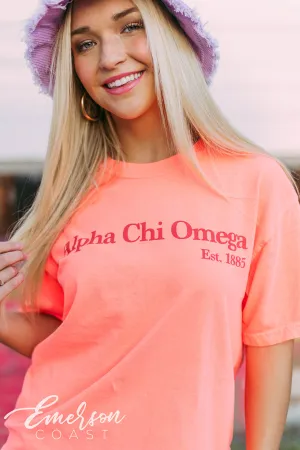 Alpha Chi Omega Neon Orange Tee