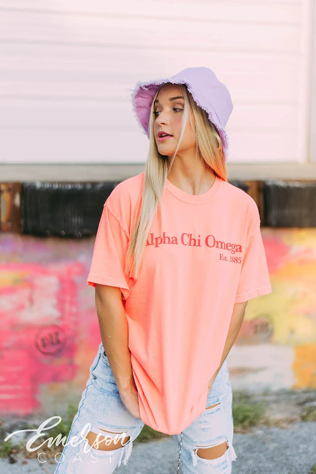 Alpha Chi Omega Neon Orange Tee