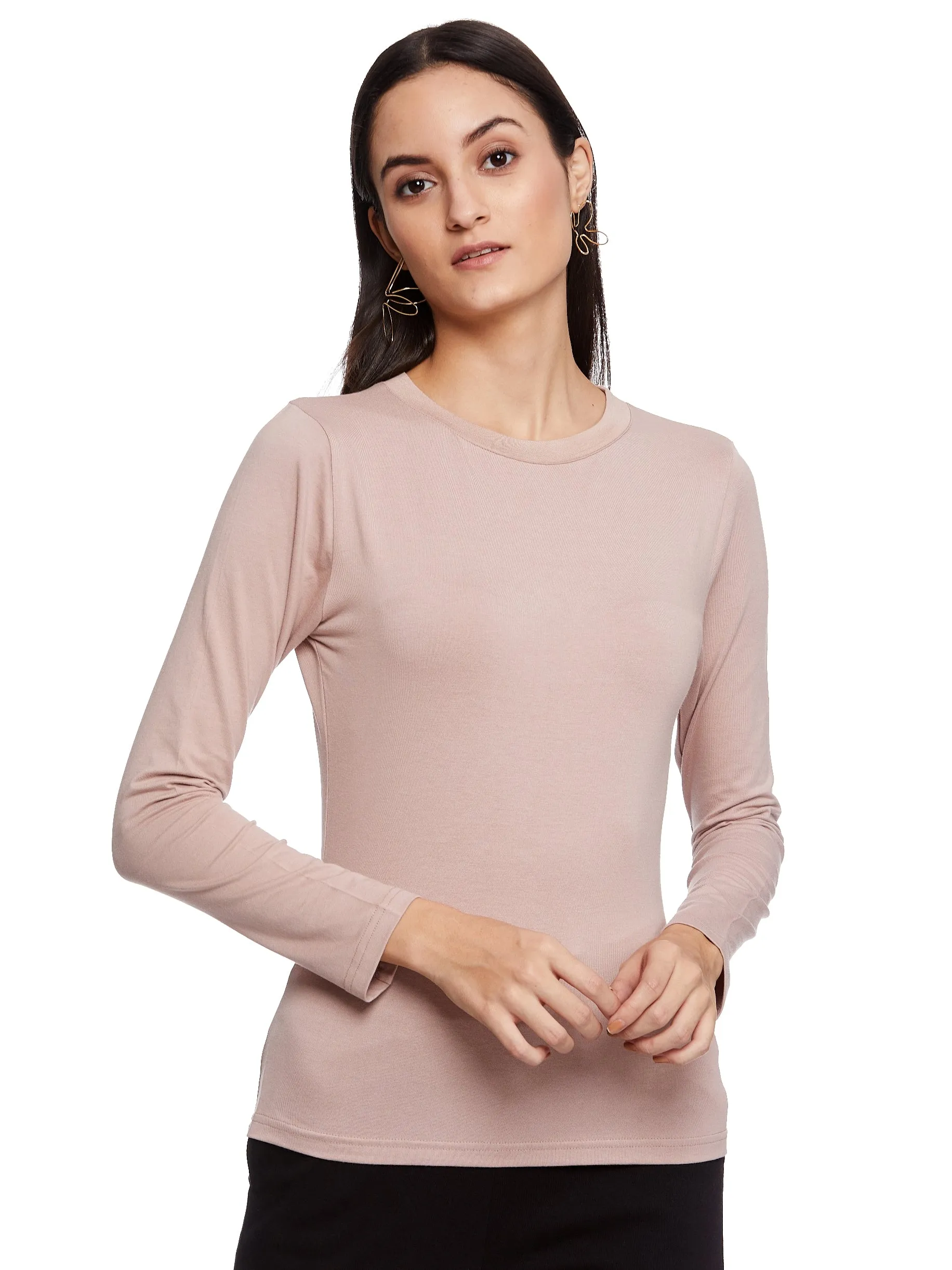 Ana Long Sleeves Skin Tee (Dusty Rose)