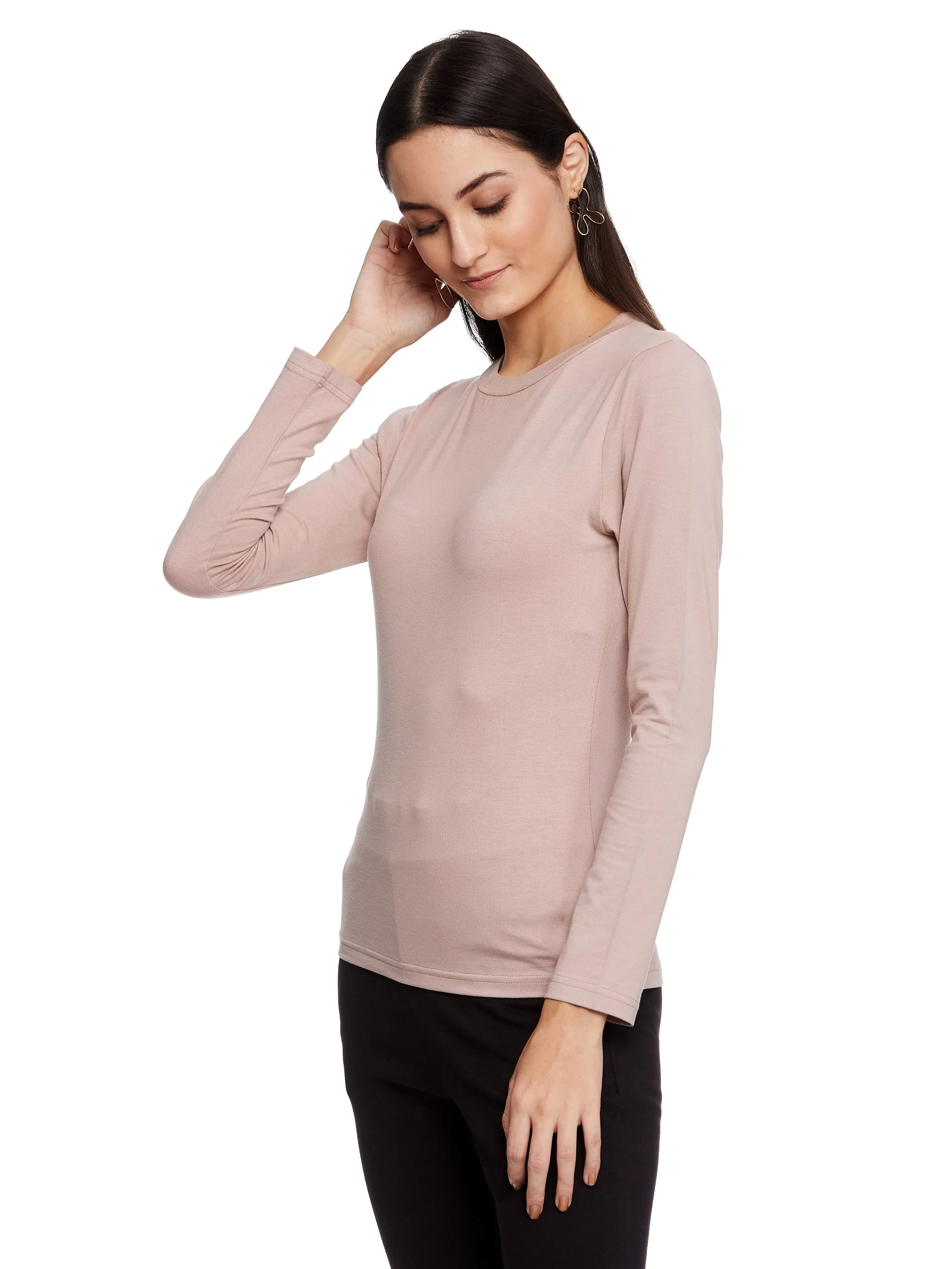 Ana Long Sleeves Skin Tee (Dusty Rose)