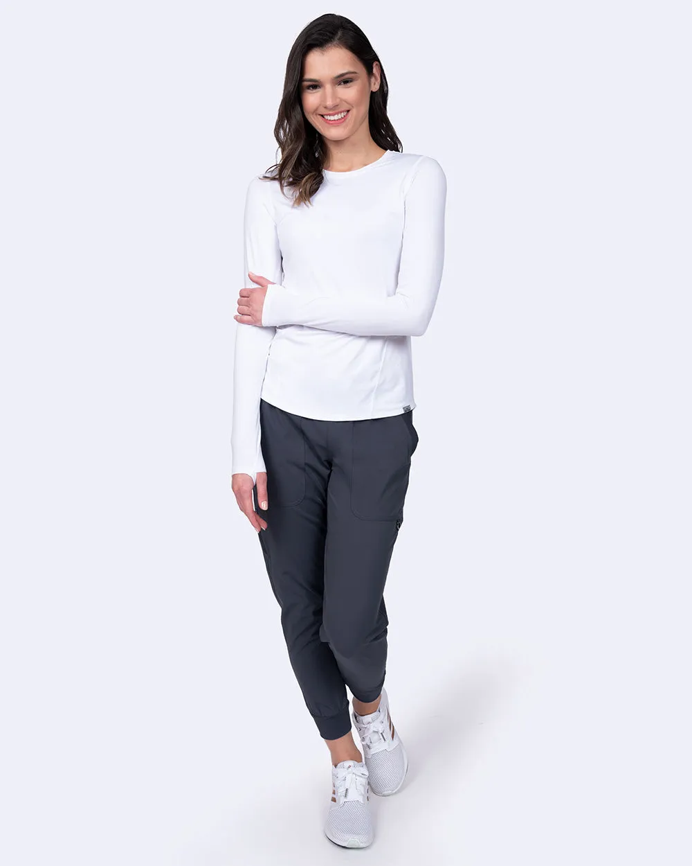 Ava Therese 1122 Lily Brushed Knit Tee Shirt w/Thumb Hole White