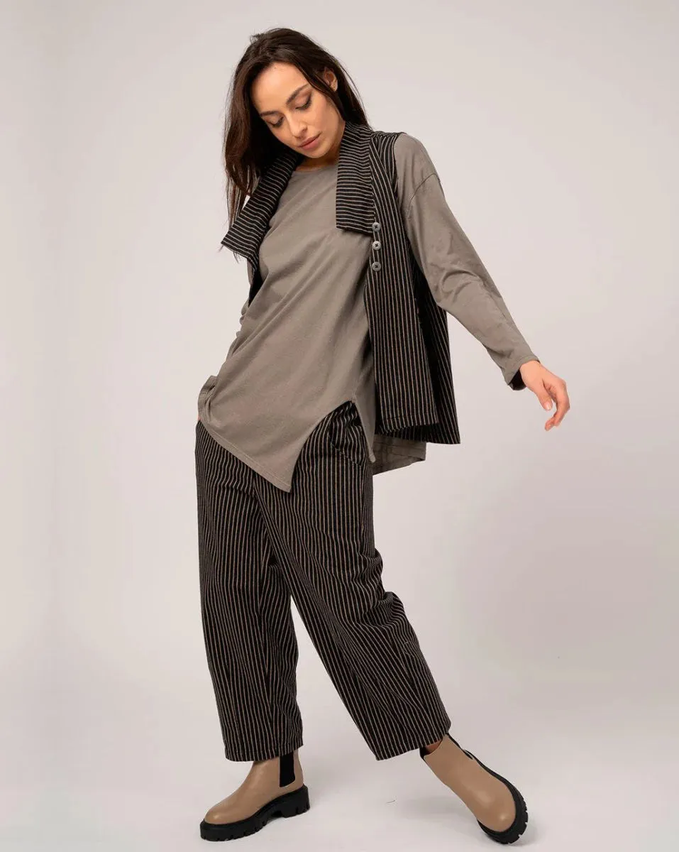 Baci / Amici Italy  Asymmetrical Striped Vest Black Stripe 3012019BLKSTRXS