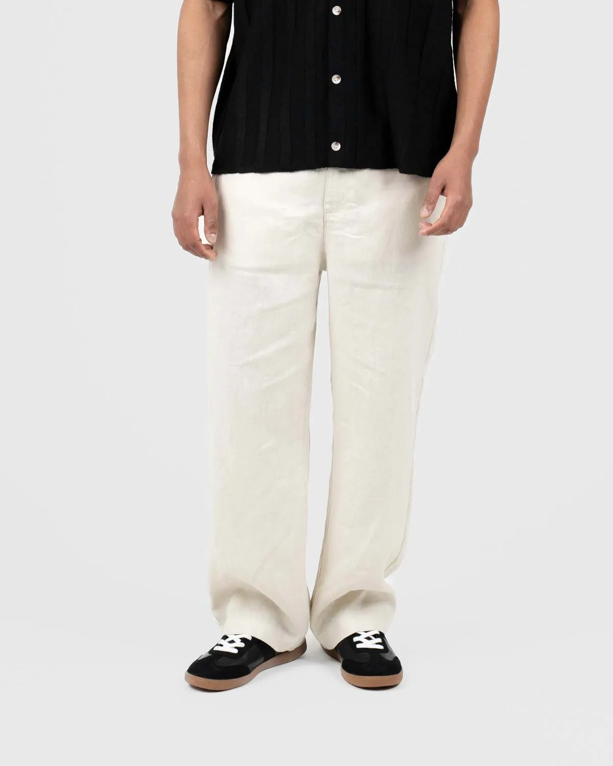 Baggy 100% Linen Pants Beige