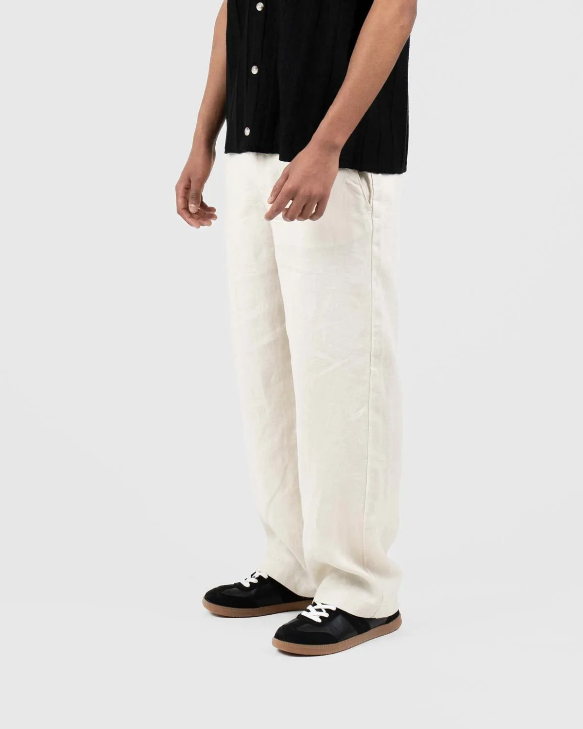 Baggy 100% Linen Pants Beige