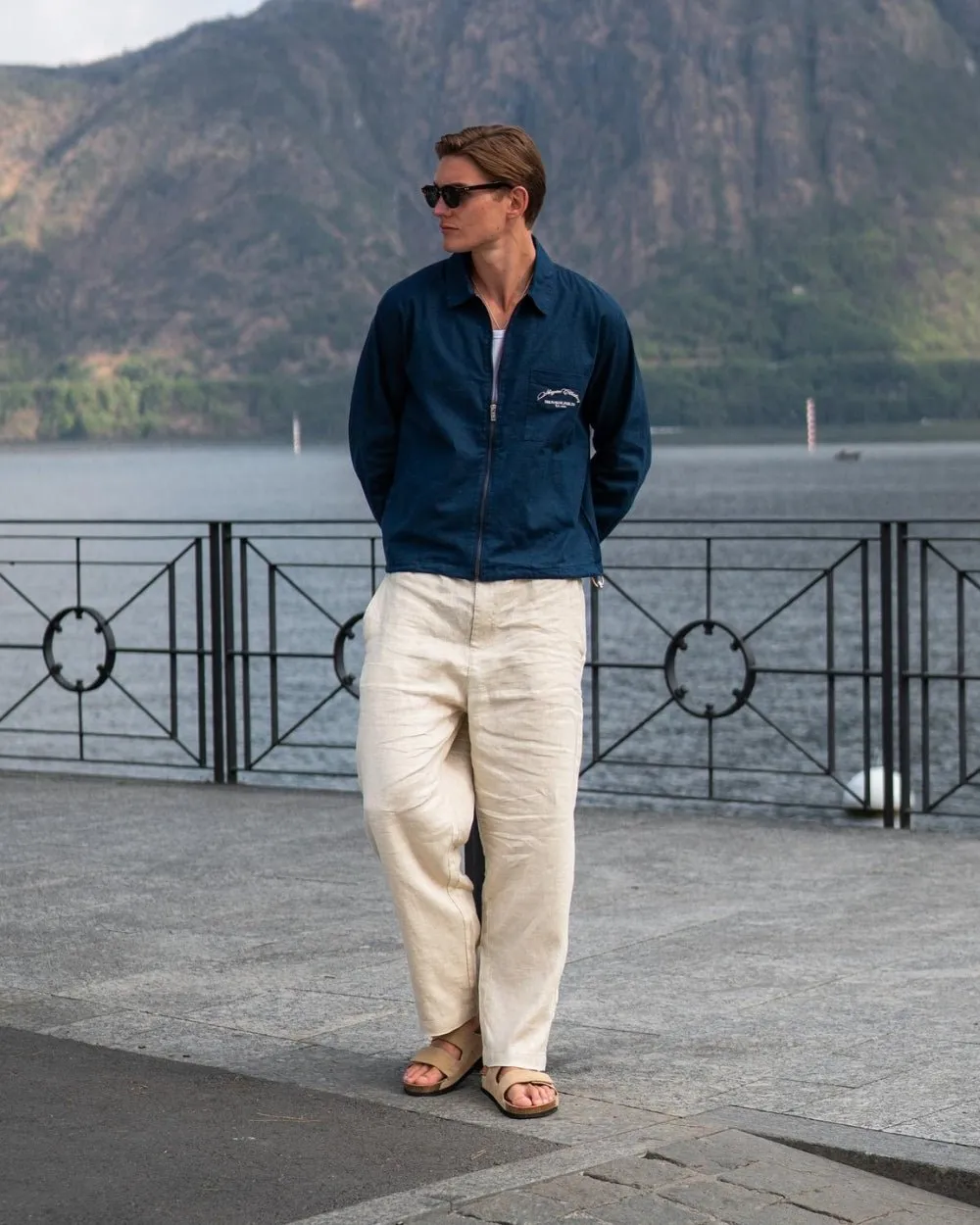 Baggy 100% Linen Pants Beige