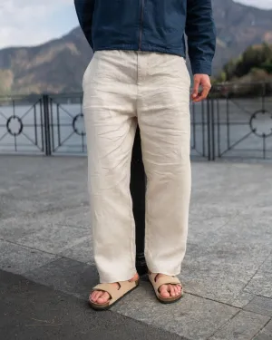 Baggy 100% Linen Pants Beige