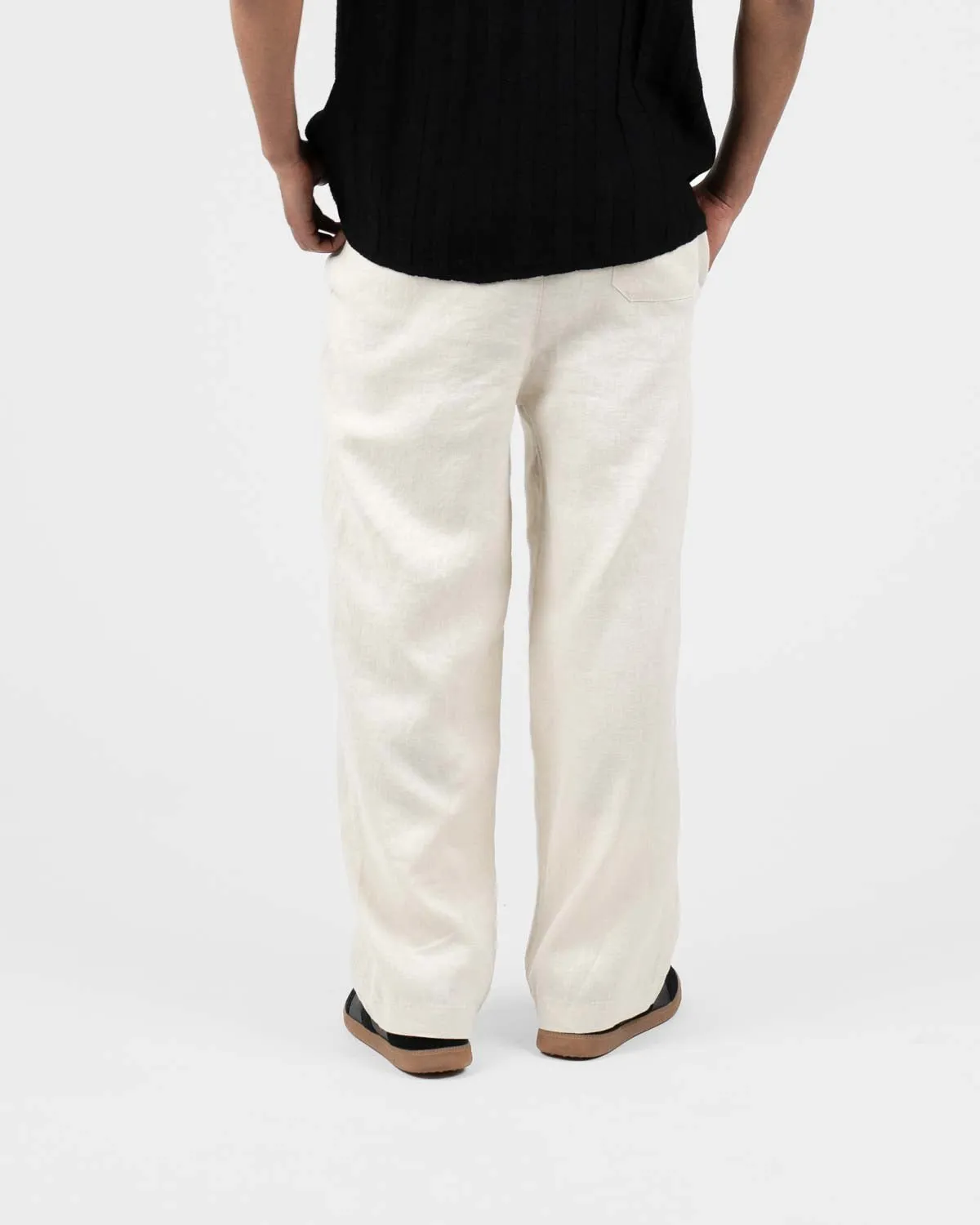 Baggy 100% Linen Pants Beige