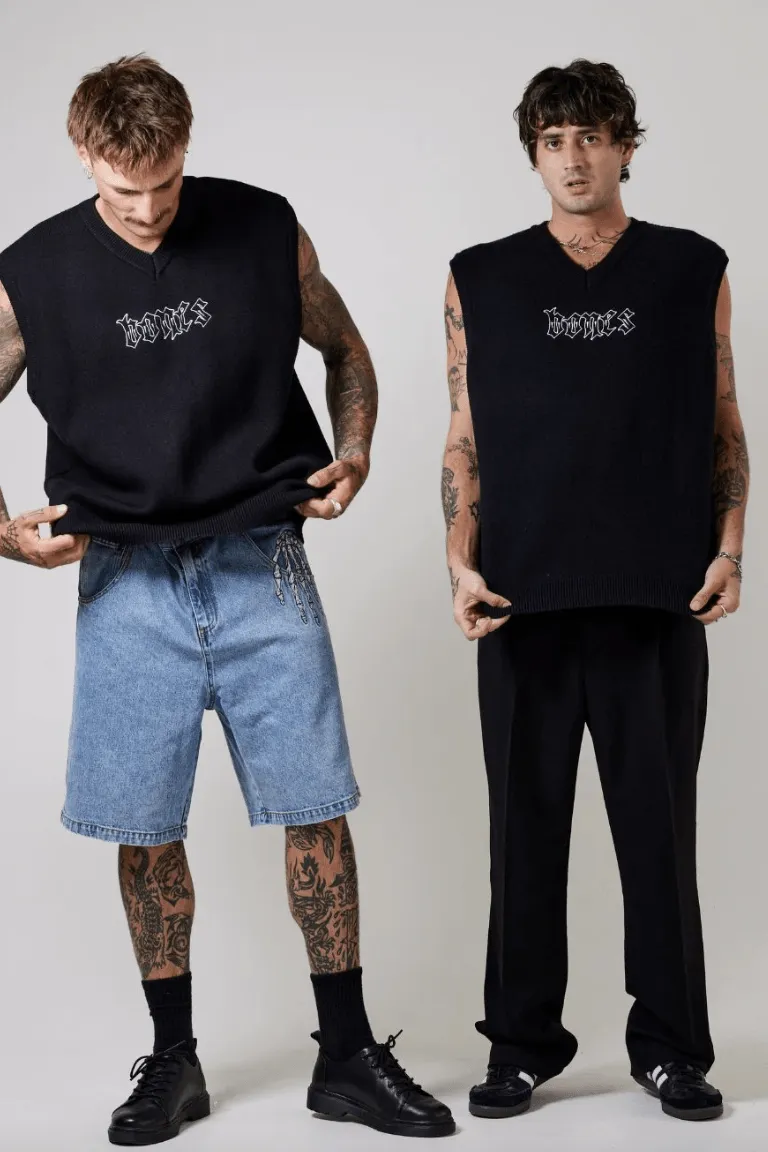 BILLY BONES CLUB STEEZE KNIT UNISEX VEST - BLACK