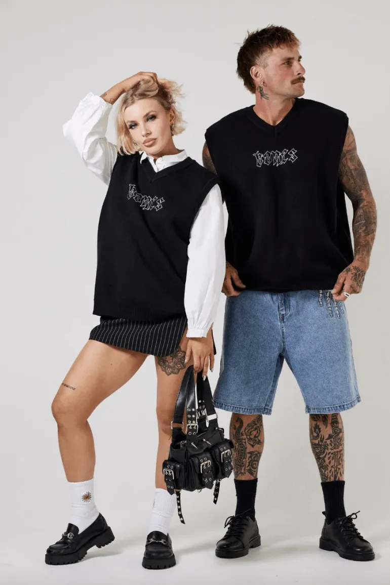 BILLY BONES CLUB STEEZE KNIT UNISEX VEST - BLACK