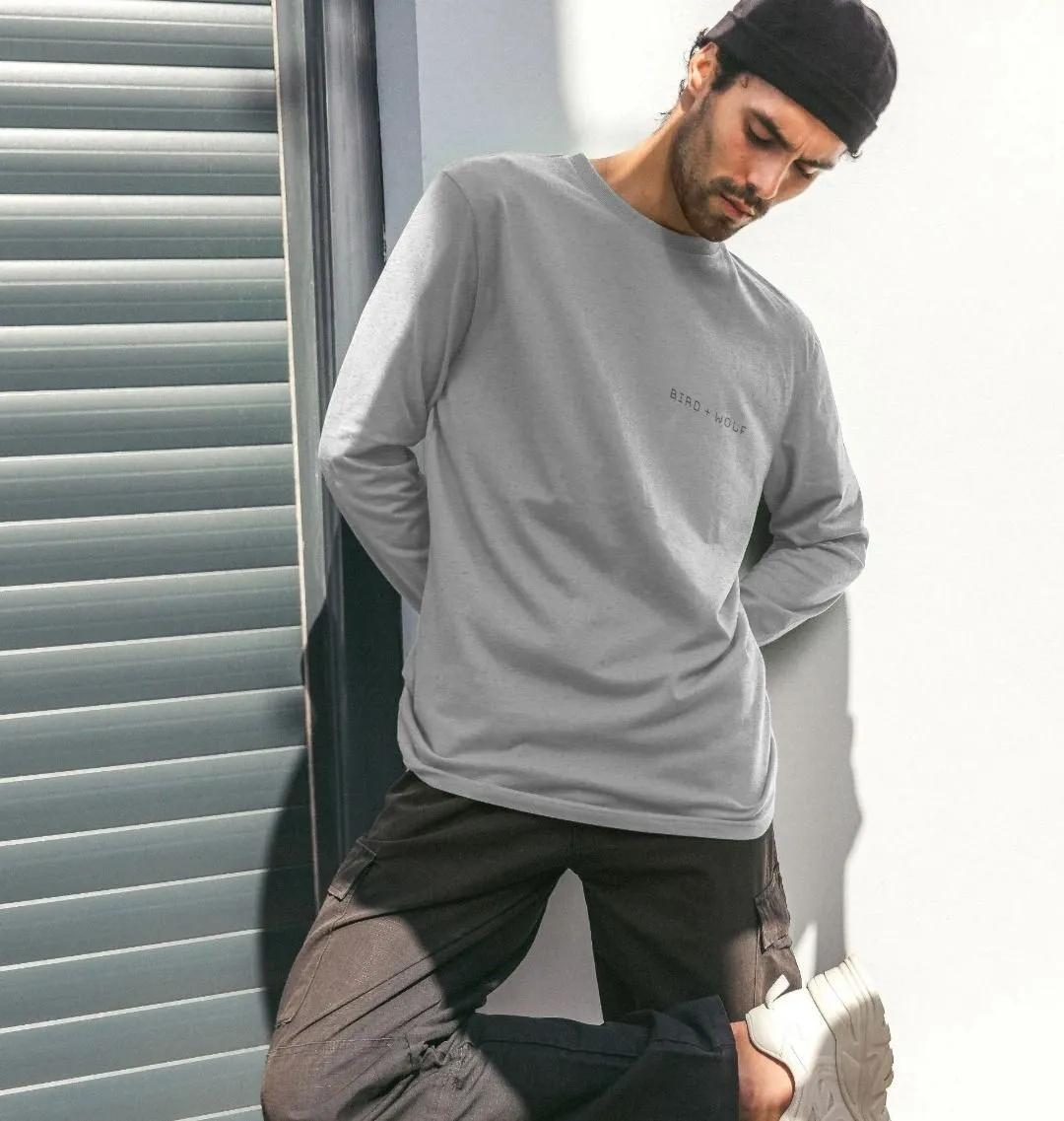 Bird   Wolf Simple Grey Long Sleeve Tee