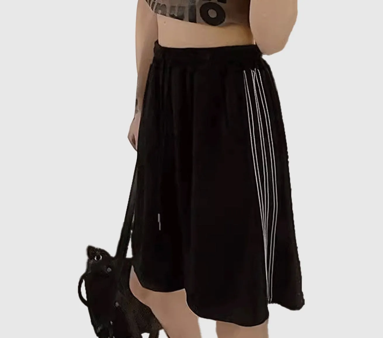 Black Contrast Striped Lounge Shorts