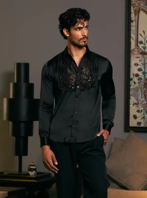 Black tuxedo yoke shirt