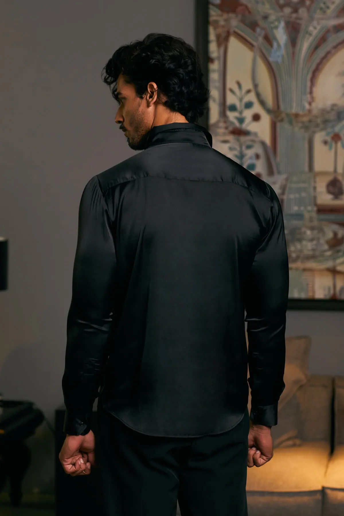 Black tuxedo yoke shirt