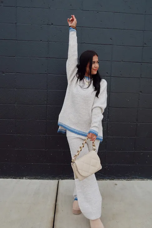 Blanket Stitch Sweater Top & Pants Set
