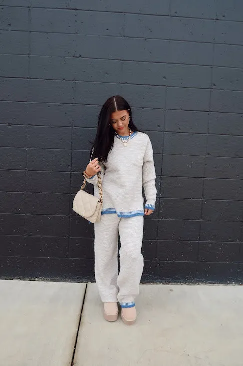 Blanket Stitch Sweater Top & Pants Set