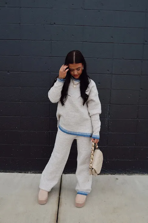 Blanket Stitch Sweater Top & Pants Set