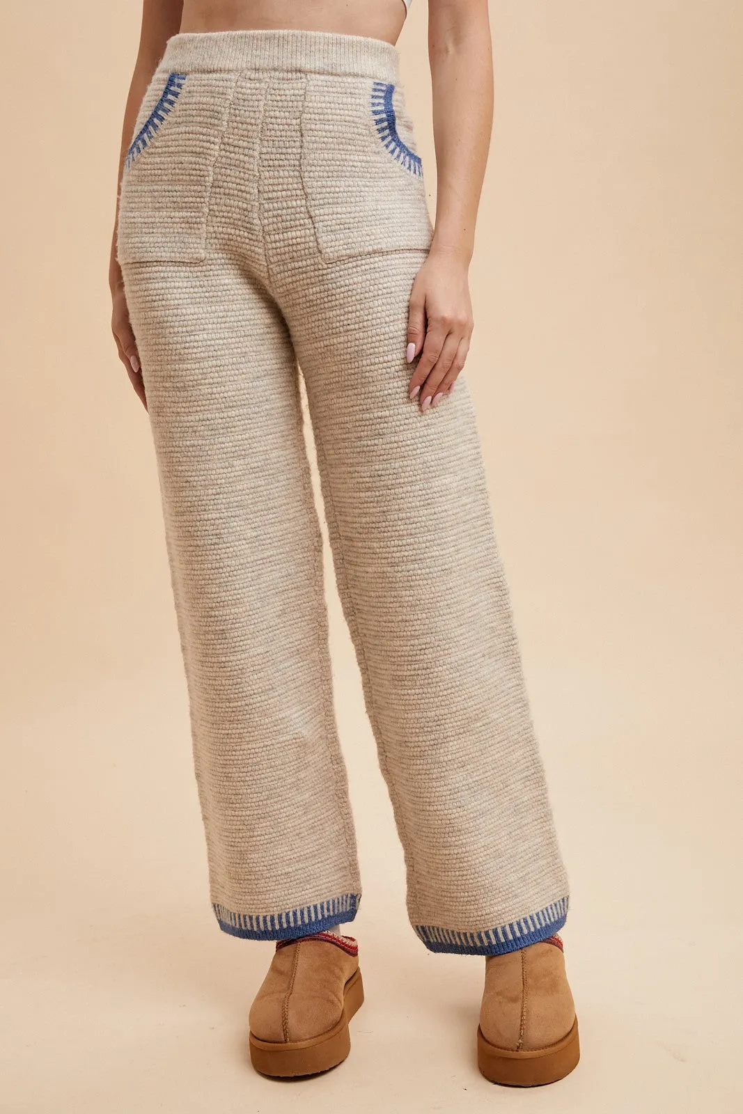 Blanket Stitch Sweater Top & Pants Set