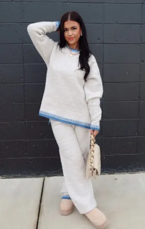 Blanket Stitch Sweater Top & Pants Set