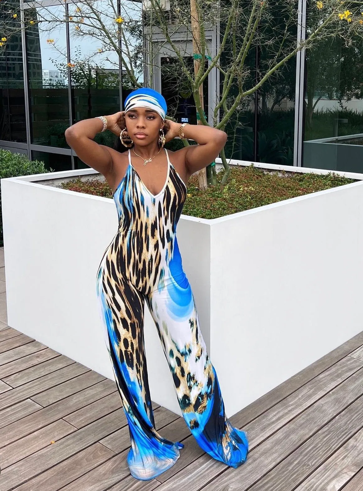 Blue Flame Backless Jumpsuit - FINAL SALE