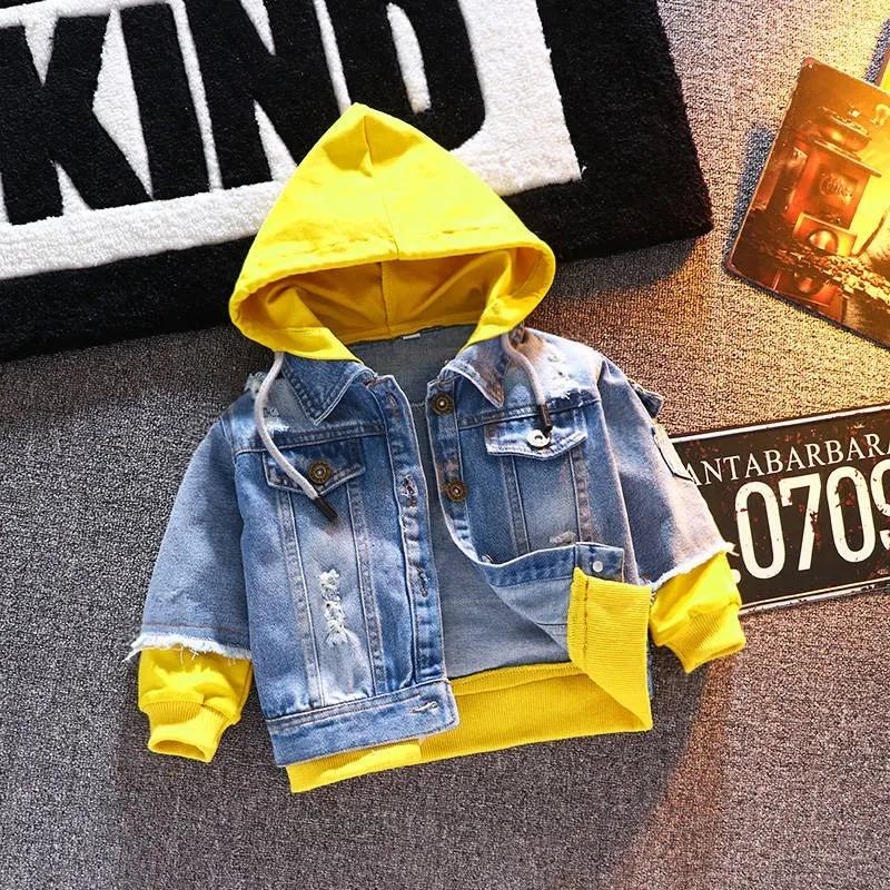 Boys' Denim Coat Spring And Autumn Korean Style Children's Jacket Top Western Style Medium And Large Children Handsome Baby Jacket For Girls And Children
