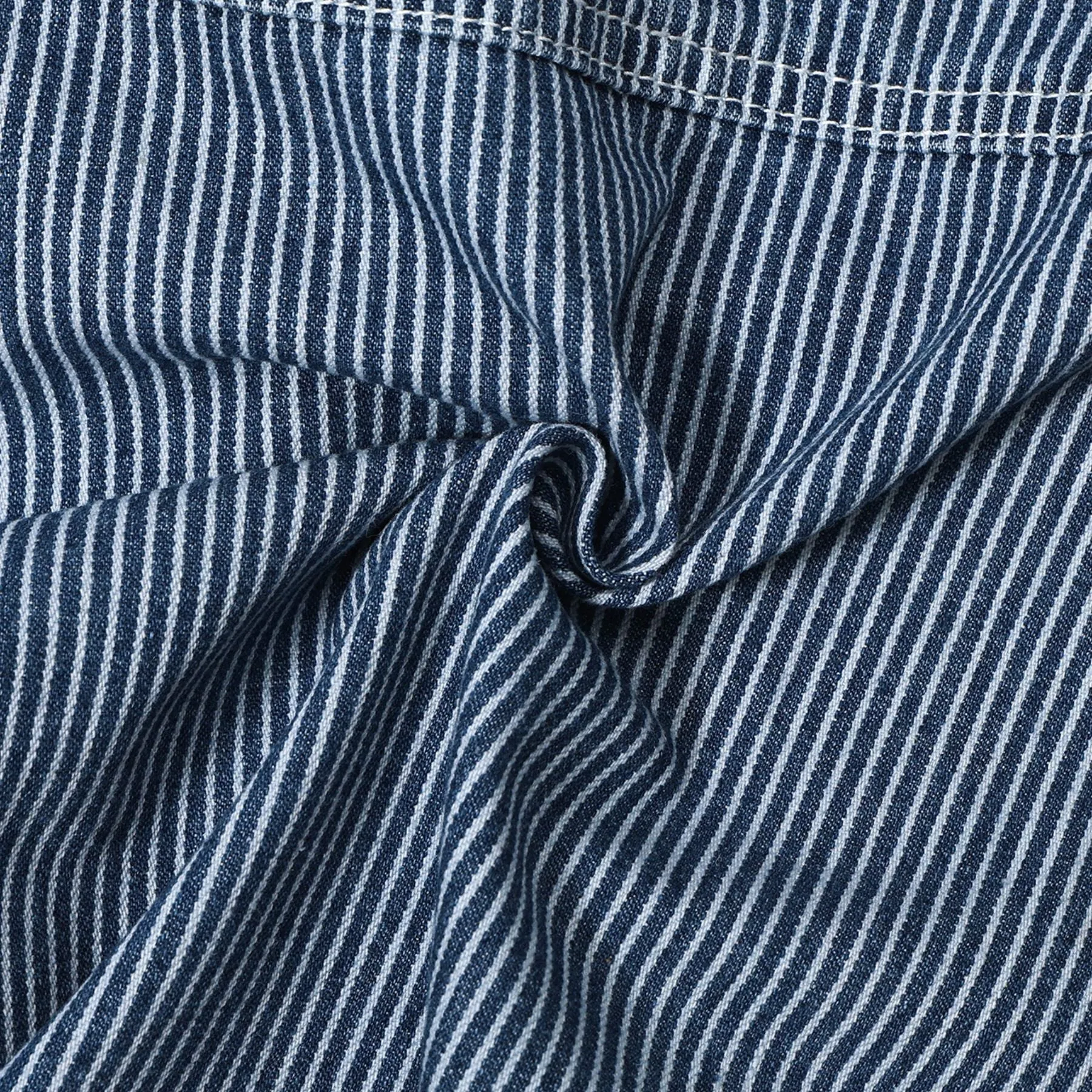 Buckle Belt Striped Denim Cargo Jeans