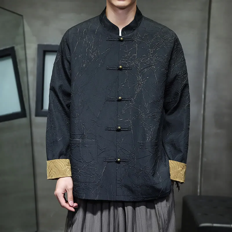 Buddha Stones Men's Frog-Button Tang Suit Tree Branches Jacket Shirt With Pockets