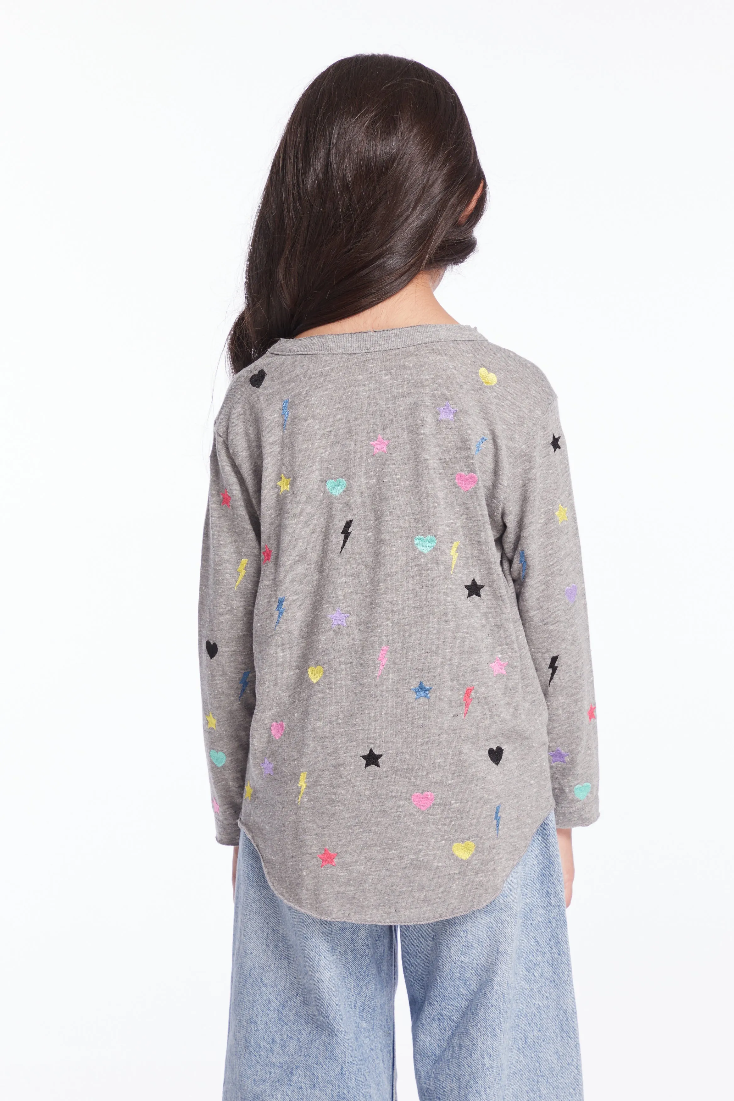 Chaser Embroidered Stars & Bolts Girls Long Sleeve Tee