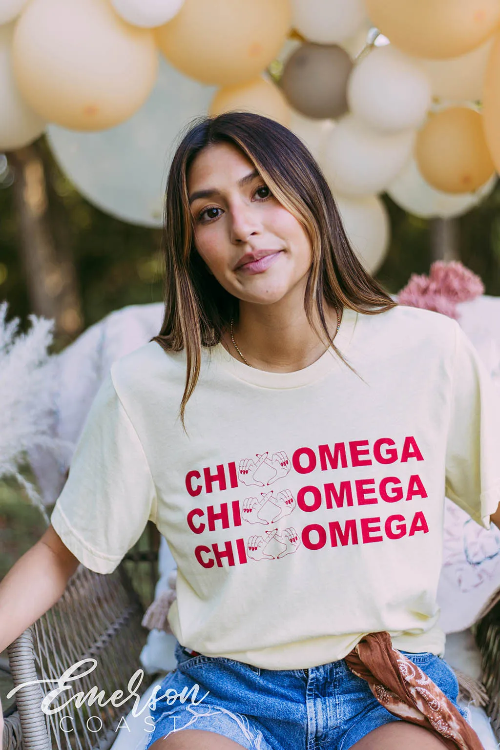 Chi Omega Light Yellow Pr Tee