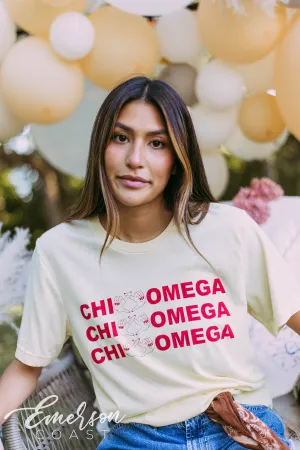 Chi Omega Light Yellow Pr Tee