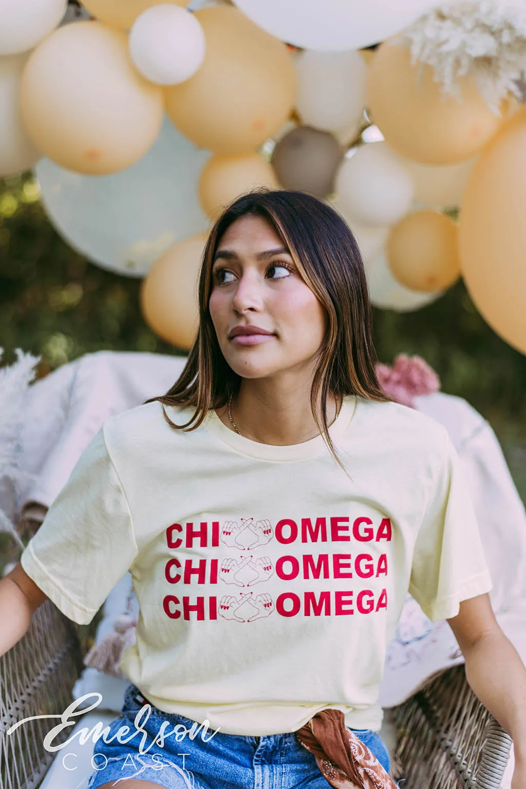 Chi Omega Light Yellow Pr Tee