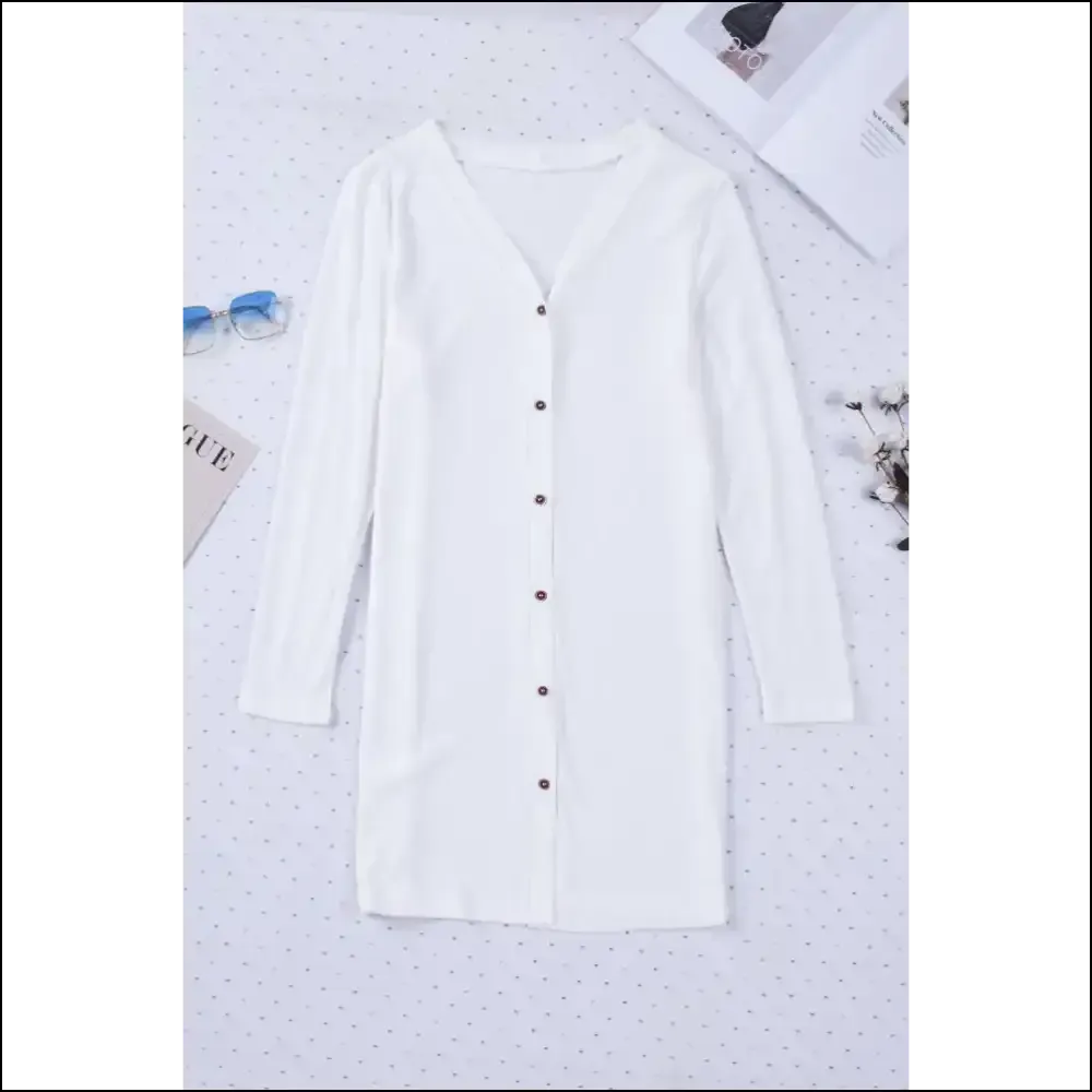 Chic White V-neck Cardigan: so Comfy, It's Practically Therapy 😇
