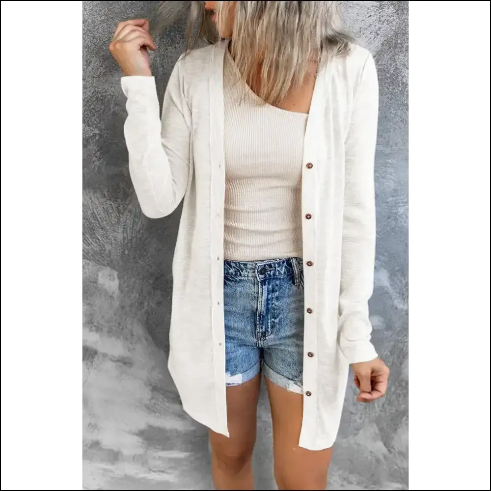 Chic White V-neck Cardigan: so Comfy, It's Practically Therapy 😇