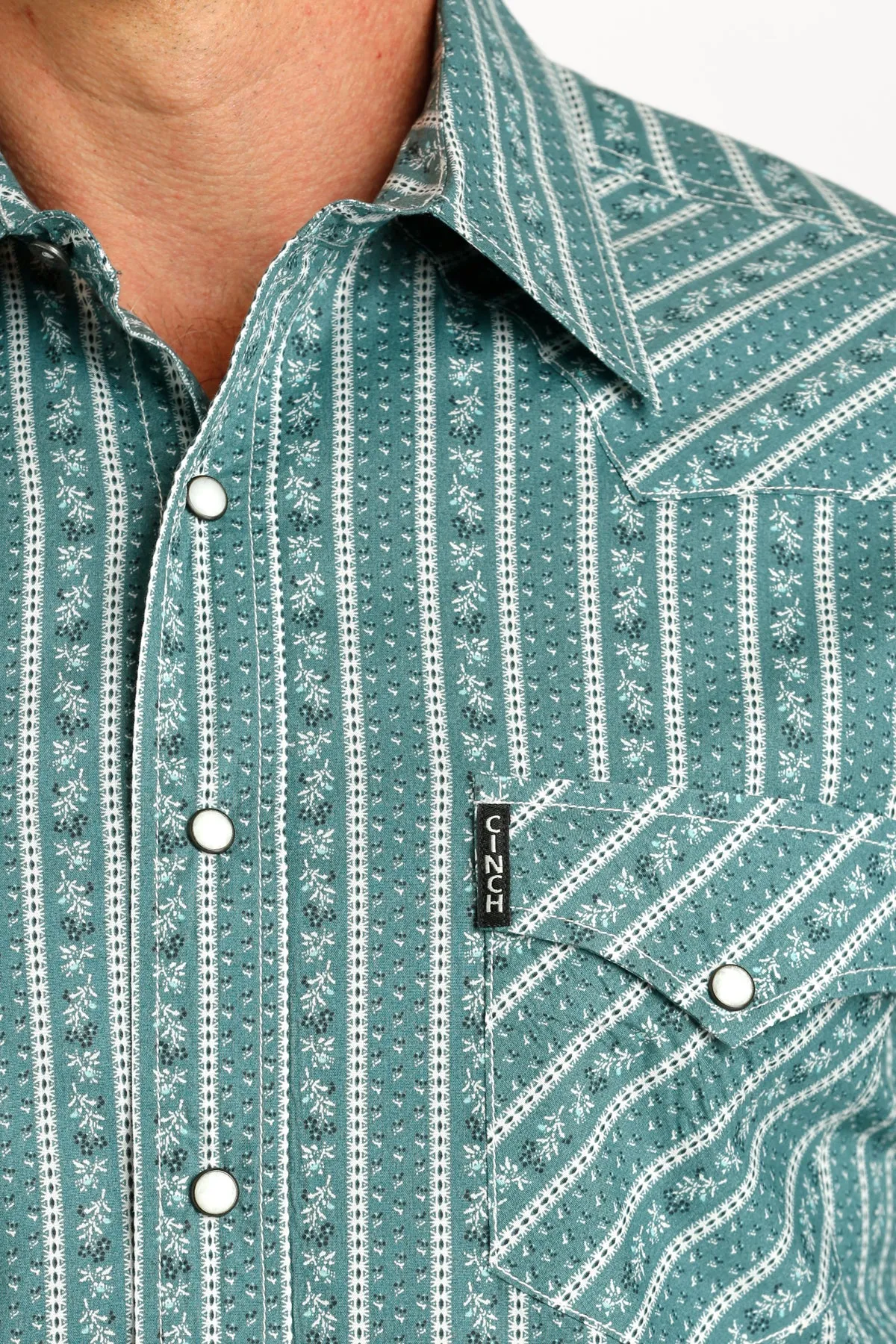 Cinch Men's Long Sleeve Modern Fit Shirt in Green Print