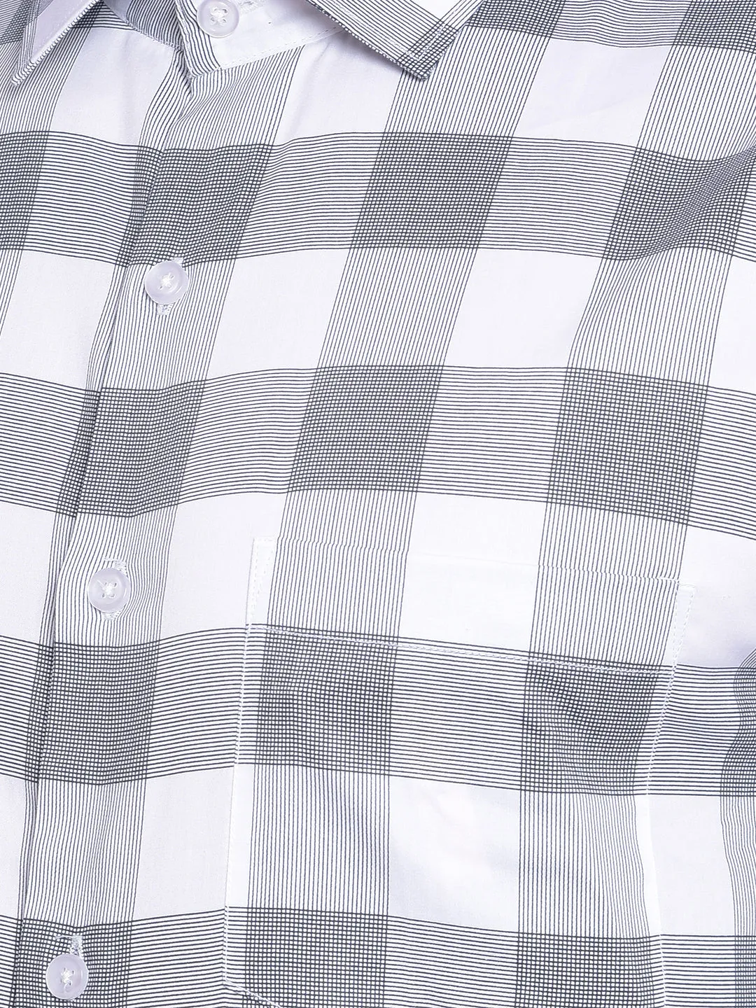 Cobb Navy Blue Check Slim Fit Formal Shirt