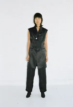DARTED VEST - BLACK SATIN