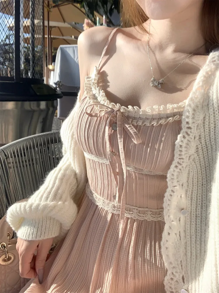 Delicate Lace Ribbon Dress
