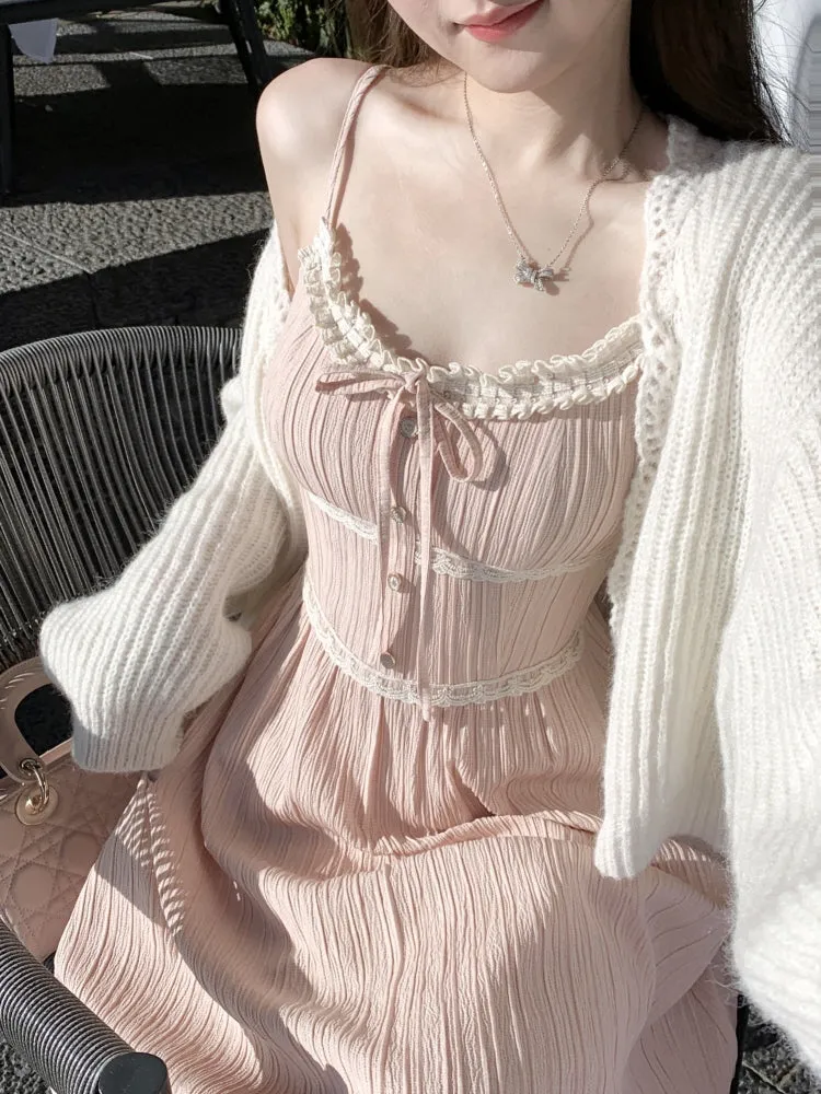 Delicate Lace Ribbon Dress