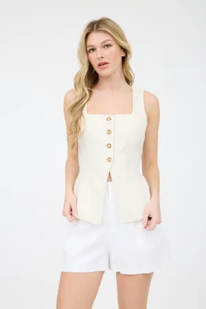 Desert Rose Linen Blend Cropped Vest
