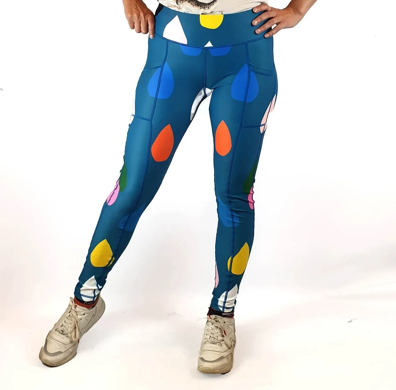 Doops blue-based print yoga tights/leggings (as new with tags)