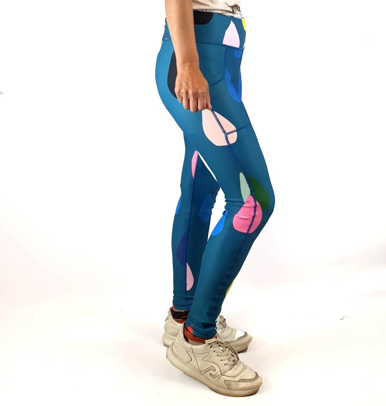 Doops blue-based print yoga tights/leggings (as new with tags)