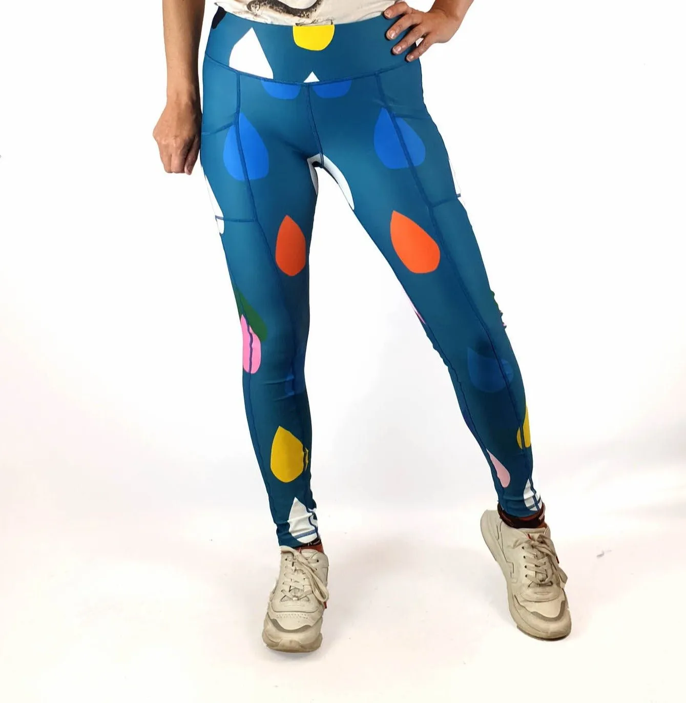 Doops blue-based print yoga tights/leggings (as new with tags)